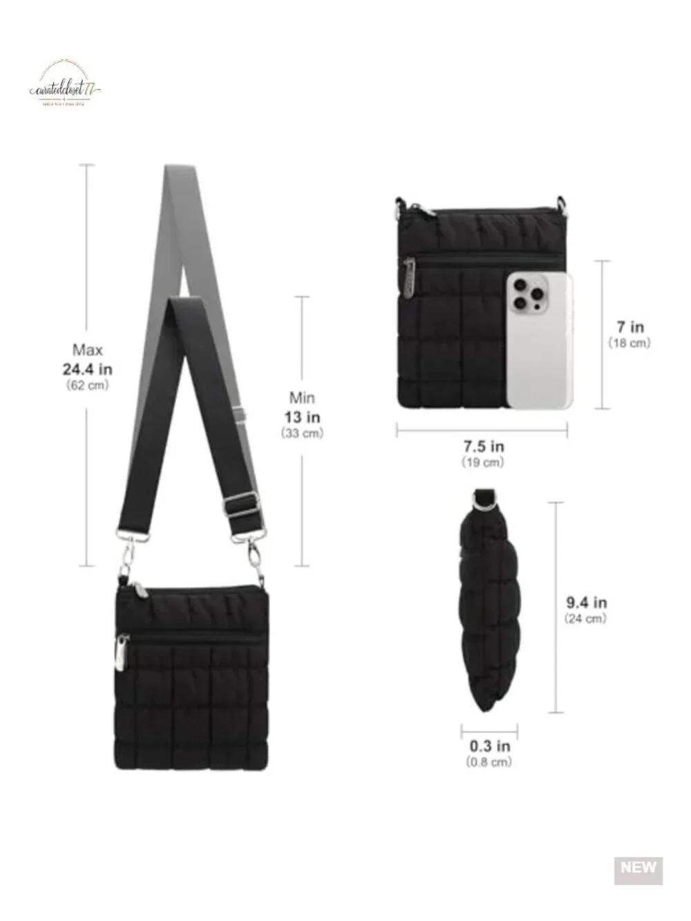Mini Quilted Crossbody Bag with Adjustable Strap, Lightweight Puffer Purse,